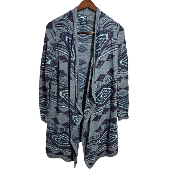 Lucky Brand Los Angeles Diamond Tribal Flowy Cotton Wool Blend Open Cardigan Med - Picture 1 of 5